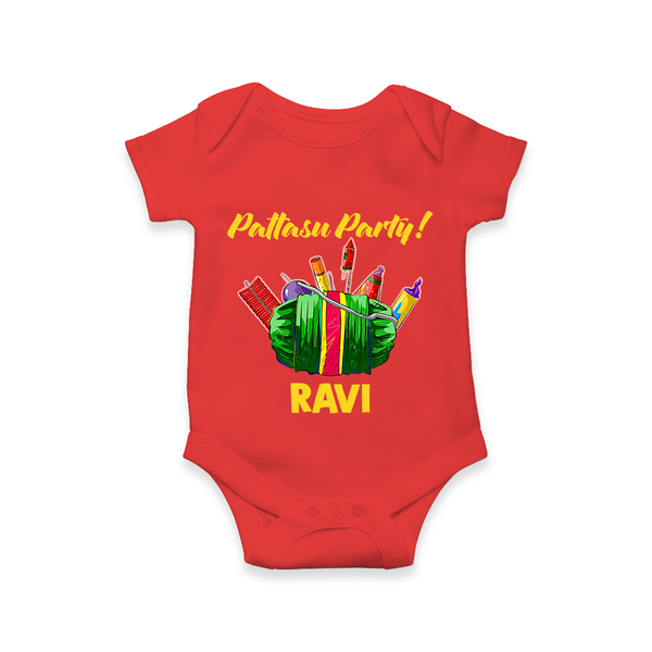 Pattasu Party Diwali Romper  - RED - New Born (Chest 14")
