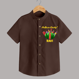 Pattasu Party Diwali Shirt  - CHOCOLATE BROWN - 0 - 6 Months Old (Chest 23")