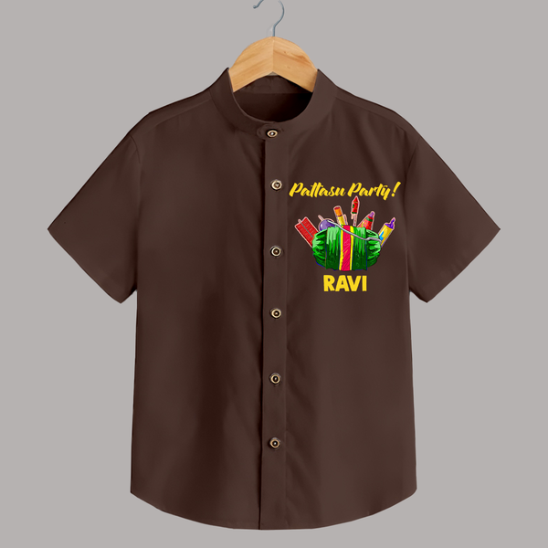 Pattasu Party Diwali Shirt  - CHOCOLATE BROWN - 0 - 6 Months Old (Chest 23")