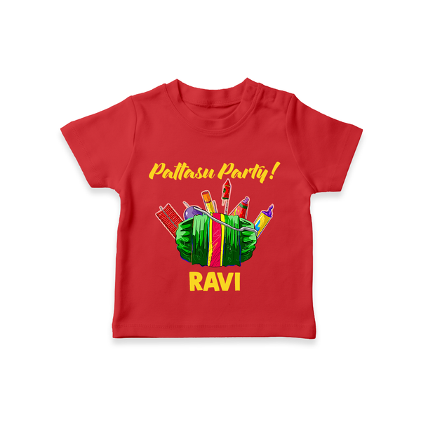 Pattasu Party Diwali T shirt  - RED - 0-5 Months Old (Chest 17")