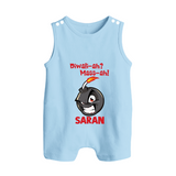 Diwali Mass Celebration Button Romper  - BABY BLUE - New Born (Chest 18")