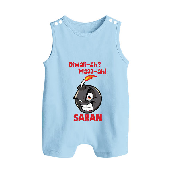 Diwali Mass Celebration Button Romper  - BABY BLUE - New Born (Chest 18")