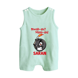 Diwali Mass Celebration Button Romper  - MINT GREEN - New Born (Chest 18")