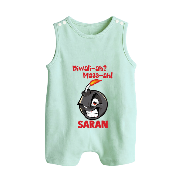 Diwali Mass Celebration Button Romper  - MINT GREEN - New Born (Chest 18")