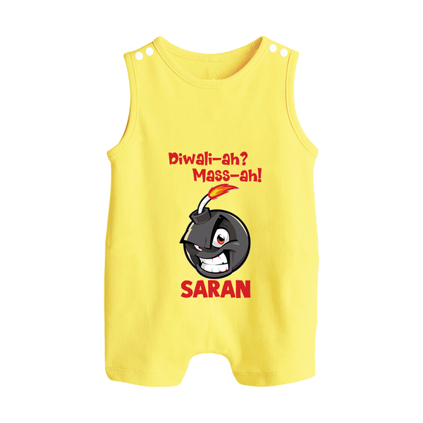 Diwali Mass Celebration Button Romper  - PASTEL YELLOW - New Born (Chest 18")