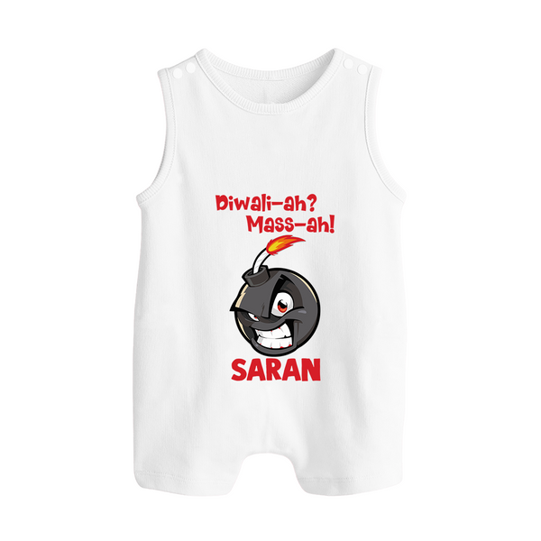 Diwali Mass Celebration Button Romper  - WHITE - New Born (Chest 18")