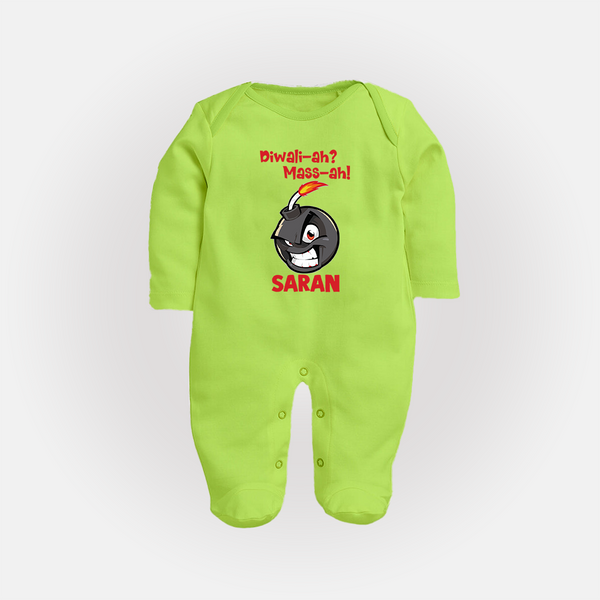 Diwali Mass Celebration Full Body Suit  - LIME GREEN - New Born (Chest 7.5")