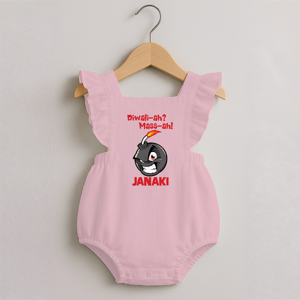 Diwali Mass Celebration Romper Frock  - BABY PINK - 0 - 3 Months Old (Chest 19")
