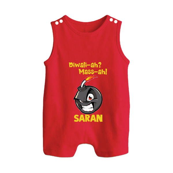 Diwali Mass Celebration Button Romper  - RED - New Born (Chest 18")
