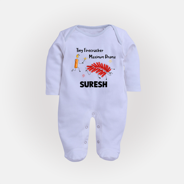 Tiny Firecracker Diwali Full Body Suit  - BABY BLUE - New Born (Chest 7.5")