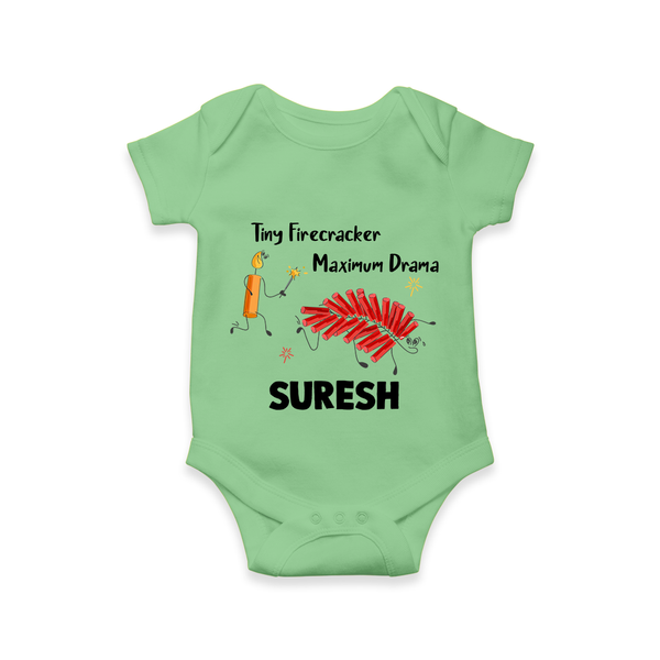 Tiny Firecracker Diwali Romper  - GREEN - New Born (Chest 14")