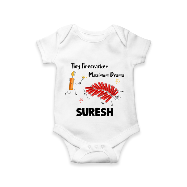 Tiny Firecracker Diwali Romper  - WHITE - New Born (Chest 14")