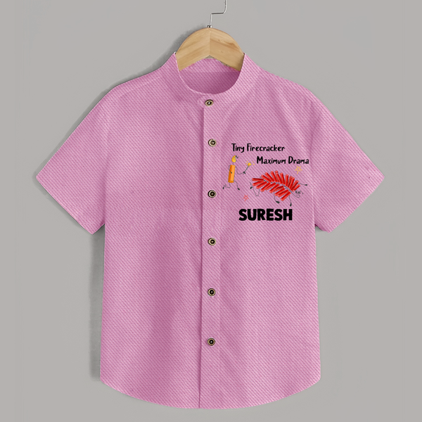 Tiny Firecracker Diwali Shirt  - BABY PINK - 0 - 6 Months Old (Chest 23")