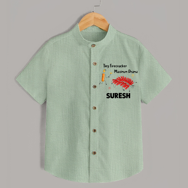 Tiny Firecracker Diwali Shirt  - MINT GREEN - 0 - 6 Months Old (Chest 23")
