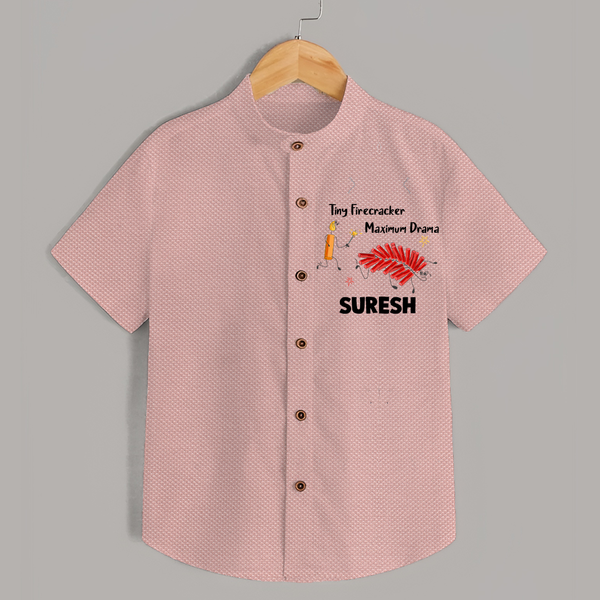 Tiny Firecracker Diwali Shirt  - PEACH - 0 - 6 Months Old (Chest 23")