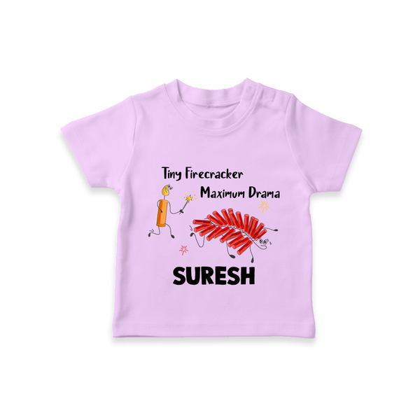Tiny Firecracker Diwali T shirt  - LILAC - 0-5 Months Old (Chest 17")