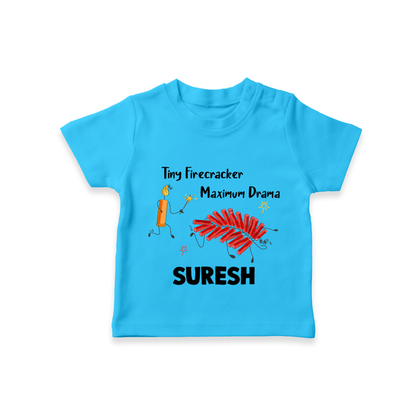 Tiny Firecracker Diwali T shirt  - SKY BLUE - 0-5 Months Old (Chest 17")