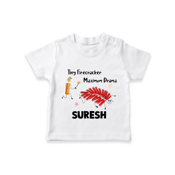 Tiny Firecracker Diwali T shirt  - WHITE - 0-5 Months Old (Chest 17")