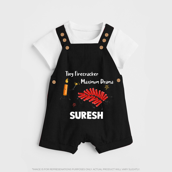 Tiny Firecracker Diwali Dungaree  - BLACK - 0 - 5 Months Old (Chest 18")