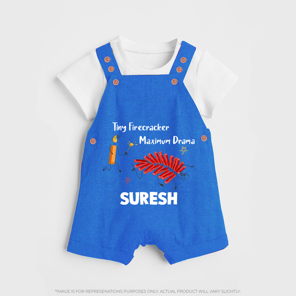Tiny Firecracker Diwali Dungaree  - COBALT BLUE - 0 - 5 Months Old (Chest 18")