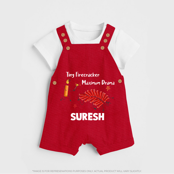 Tiny Firecracker Diwali Dungaree  - RED - 0 - 5 Months Old (Chest 18")