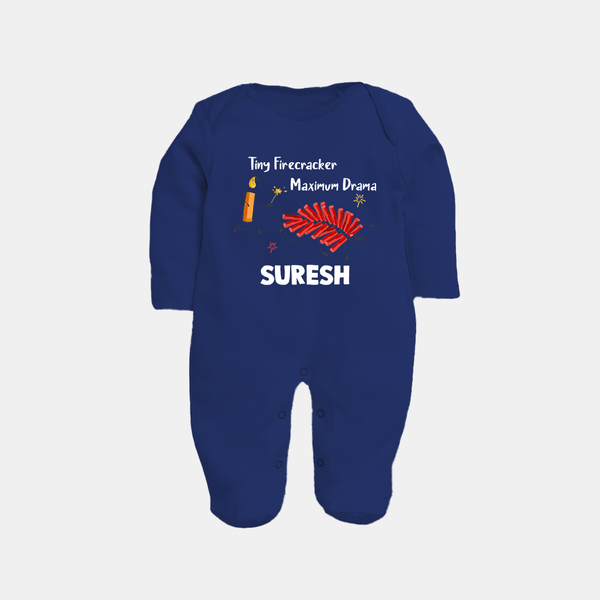 Tiny Firecracker Diwali Full Body Suit  - NAVY BLUE - New Born (Chest 7.5")