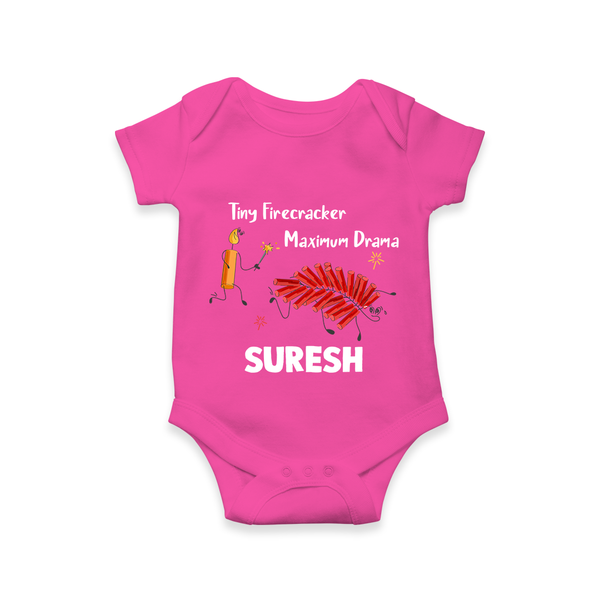 Tiny Firecracker Diwali Romper  - HOT PINK - New Born (Chest 14")