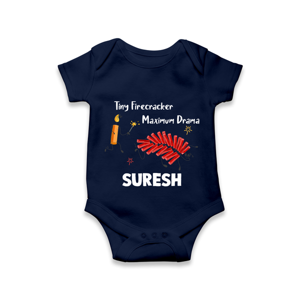 Tiny Firecracker Diwali Romper  - NAVY BLUE - New Born (Chest 14")