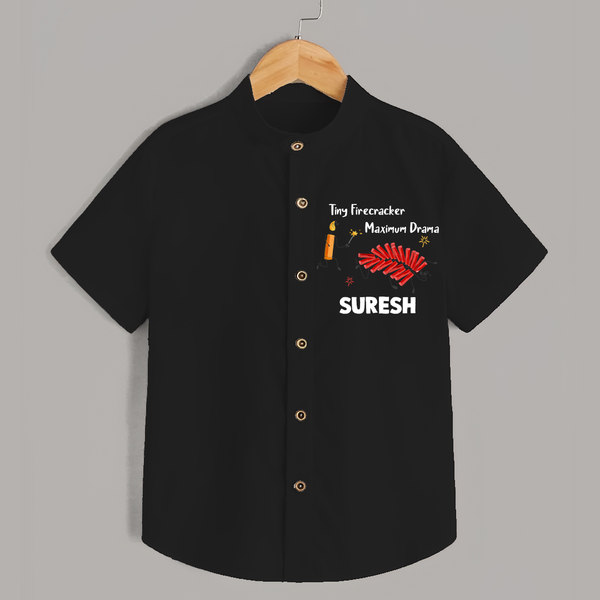 Tiny Firecracker Diwali Shirt  - BLACK - 0 - 6 Months Old (Chest 23")