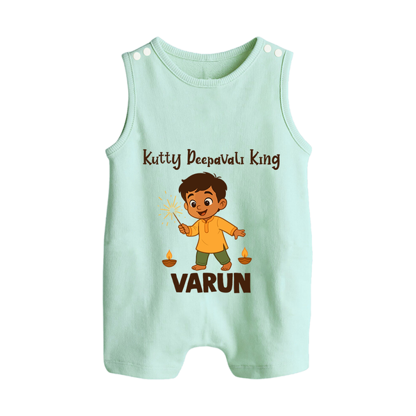 Kutty Deepavali King Button Romper  - MINT GREEN - New Born (Chest 18")