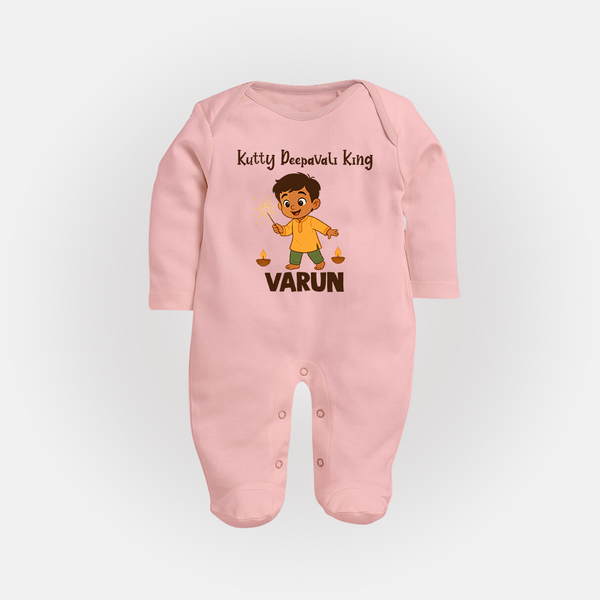 Kutty Deepavali King Full Body Suit  - BABY PINK - New Born (Chest 7.5")