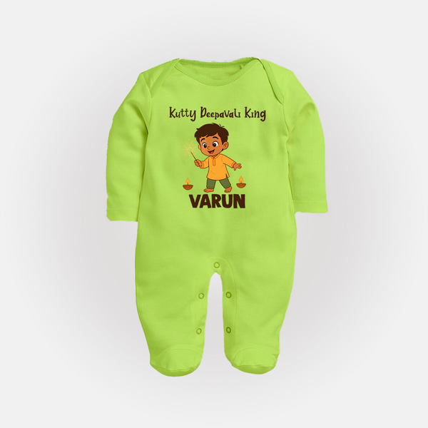 Kutty Deepavali King Full Body Suit  - LIME GREEN - New Born (Chest 7.5")