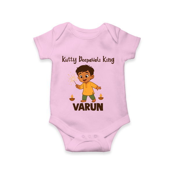 Kutty Deepavali King Romper  - BABY PINK - New Born (Chest 14")