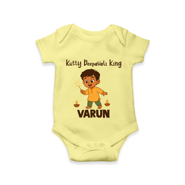 Kutty Deepavali King Romper  - PASTEL YELLOW - New Born (Chest 14")
