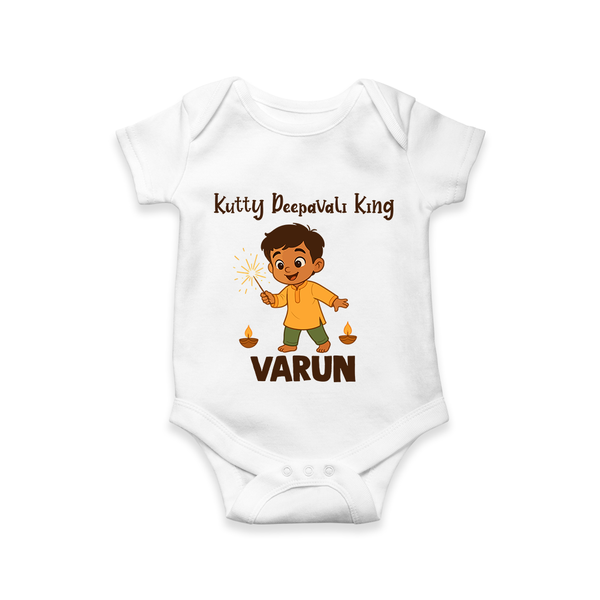 Kutty Deepavali King Romper  - WHITE - New Born (Chest 14")