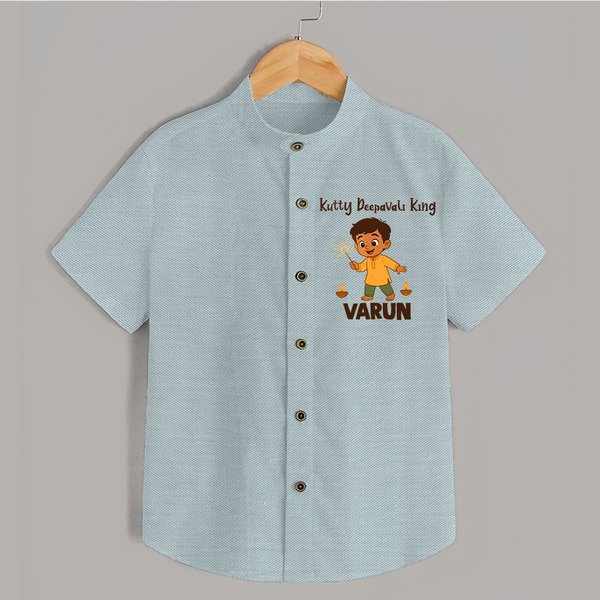 Kutty Deepavali King Shirt  - ARCTIC BLUE - 0 - 6 Months Old (Chest 23")