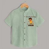 Kutty Deepavali King Shirt  - MINT GREEN - 0 - 6 Months Old (Chest 23")