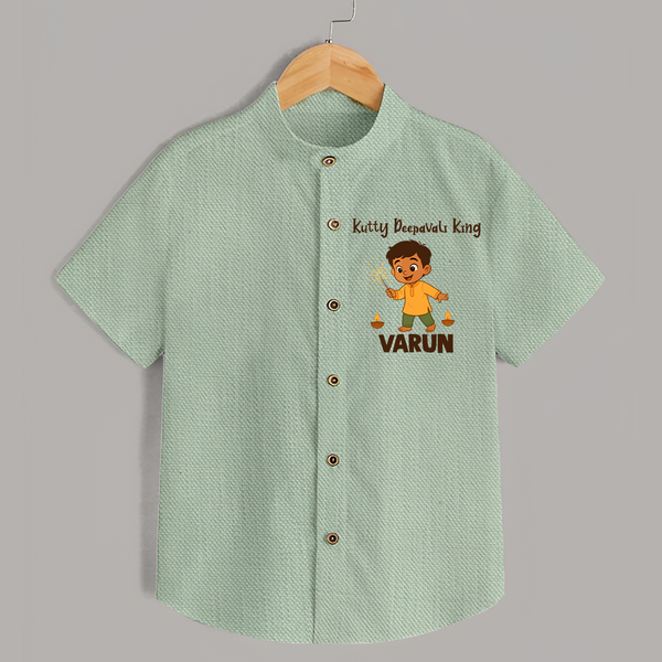 Kutty Deepavali King Shirt  - MINT GREEN - 0 - 6 Months Old (Chest 23")