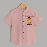 Kutty Deepavali King Shirt  - PEACH - 0 - 6 Months Old (Chest 23")