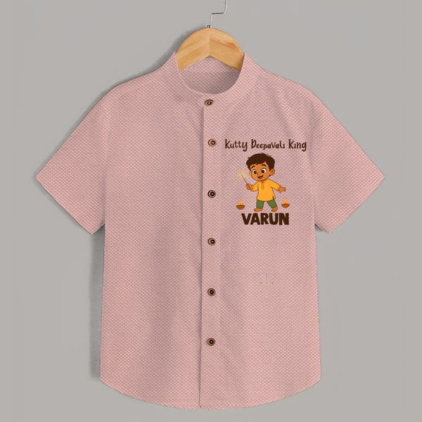 Kutty Deepavali King Shirt  - PEACH - 0 - 6 Months Old (Chest 23")