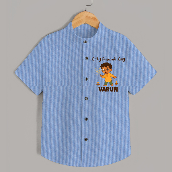Kutty Deepavali King Shirt  - SKY BLUE - 0 - 6 Months Old (Chest 23")