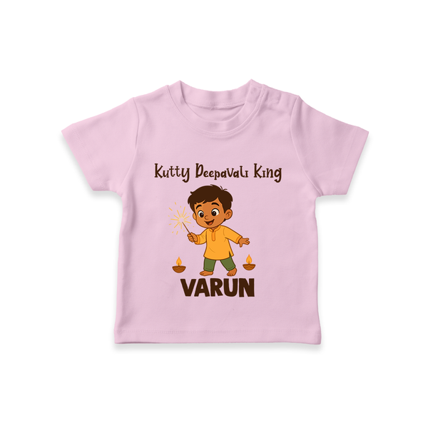 Kutty Deepavali King T shirt  - BABY PINK - 0-5 Months Old (Chest 17")