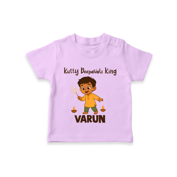 Kutty Deepavali King T shirt  - LILAC - 0-5 Months Old (Chest 17")