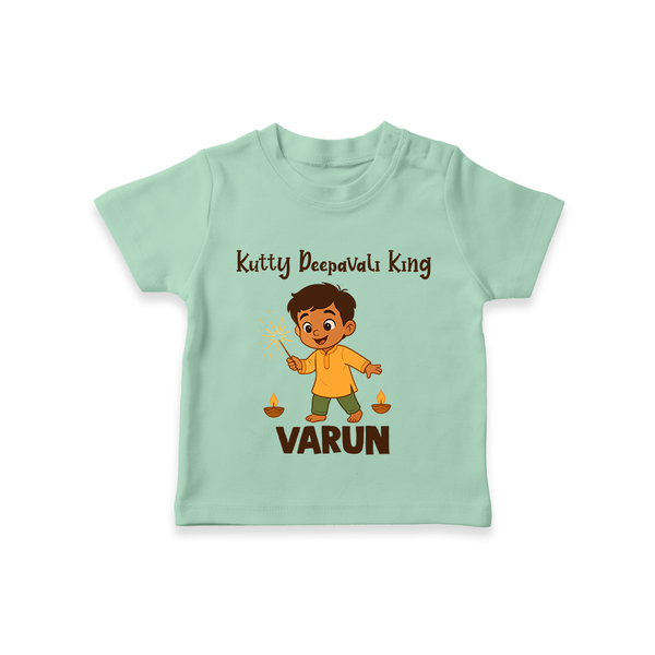 Kutty Deepavali King T shirt  - MINT GREEN - 0-5 Months Old (Chest 17")