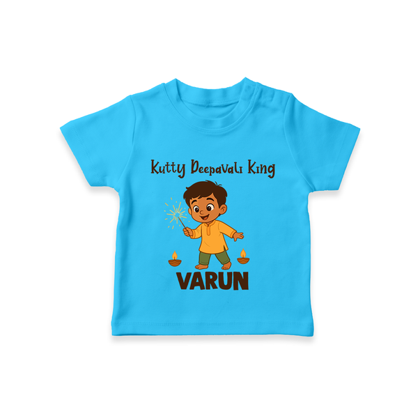 Kutty Deepavali King T shirt  - SKY BLUE - 0-5 Months Old (Chest 17")