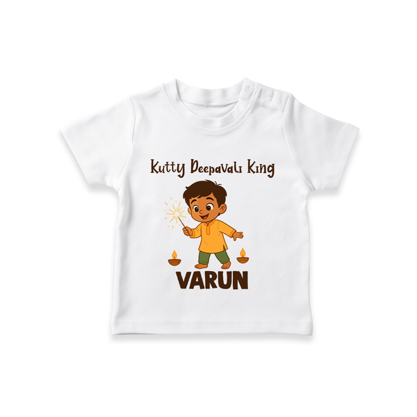 Kutty Deepavali King T shirt  - WHITE - 0-5 Months Old (Chest 17")