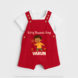 Kutty Deepavali King Dungaree  - RED - 0 - 5 Months Old (Chest 18")