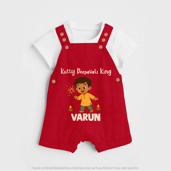 Kutty Deepavali King Dungaree  - RED - 0 - 5 Months Old (Chest 18")