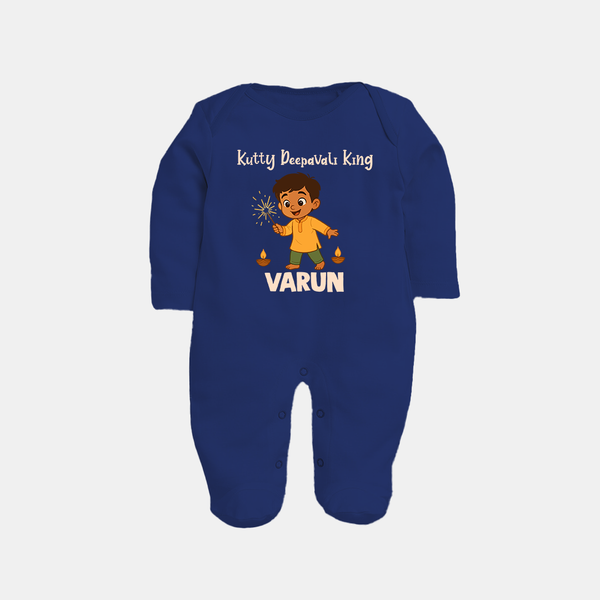 Kutty Deepavali King Full Body Suit  - NAVY BLUE - New Born (Chest 7.5")