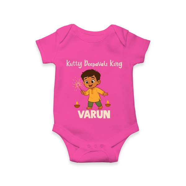 Kutty Deepavali King Romper  - HOT PINK - New Born (Chest 14")